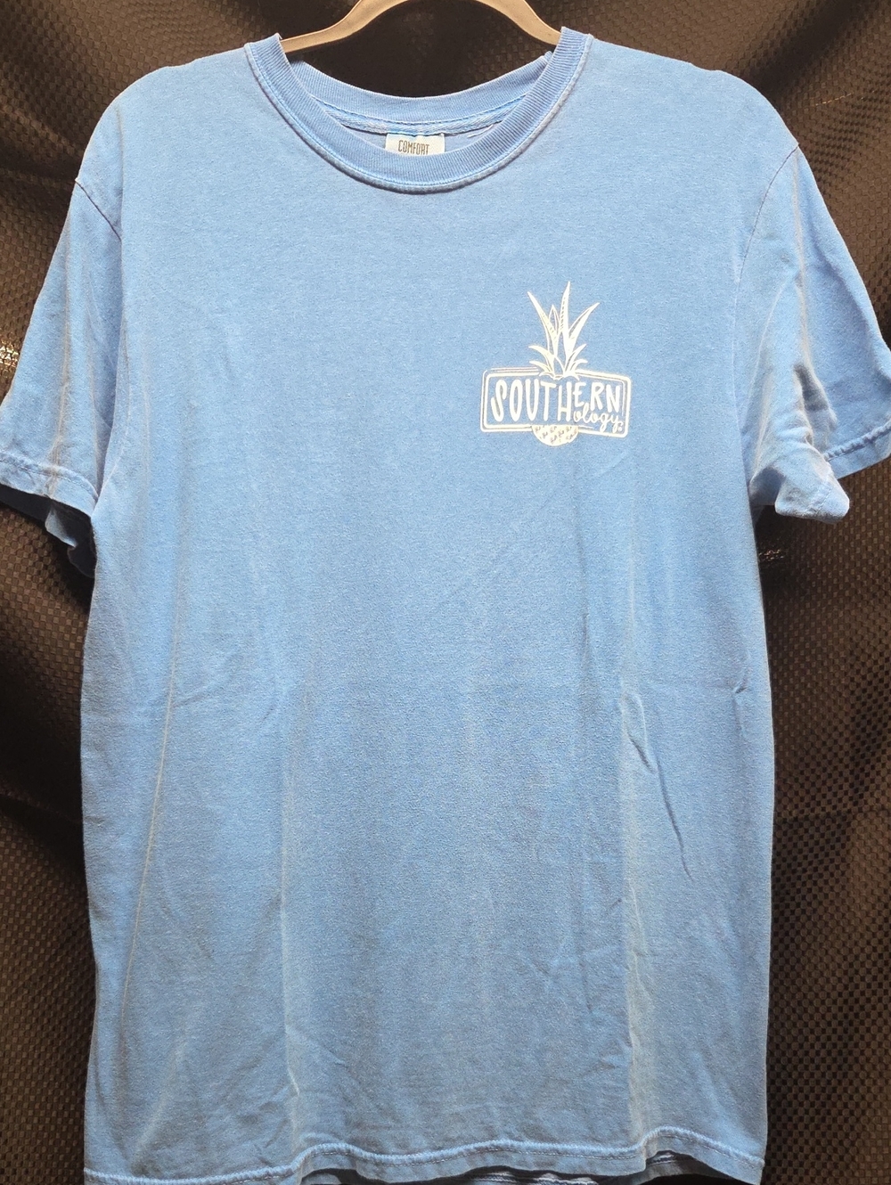 Comfort Colors Light Blue Graphic Crewneck Tee with White Pineapple Logo